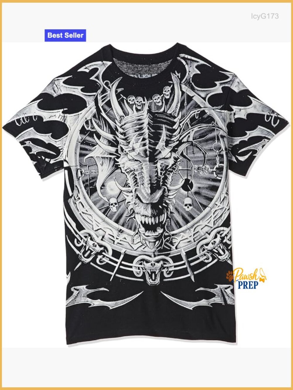 Men's Dragon Graphic Print Short Sleeve T-Shirt Crew Neck Cotton Tee